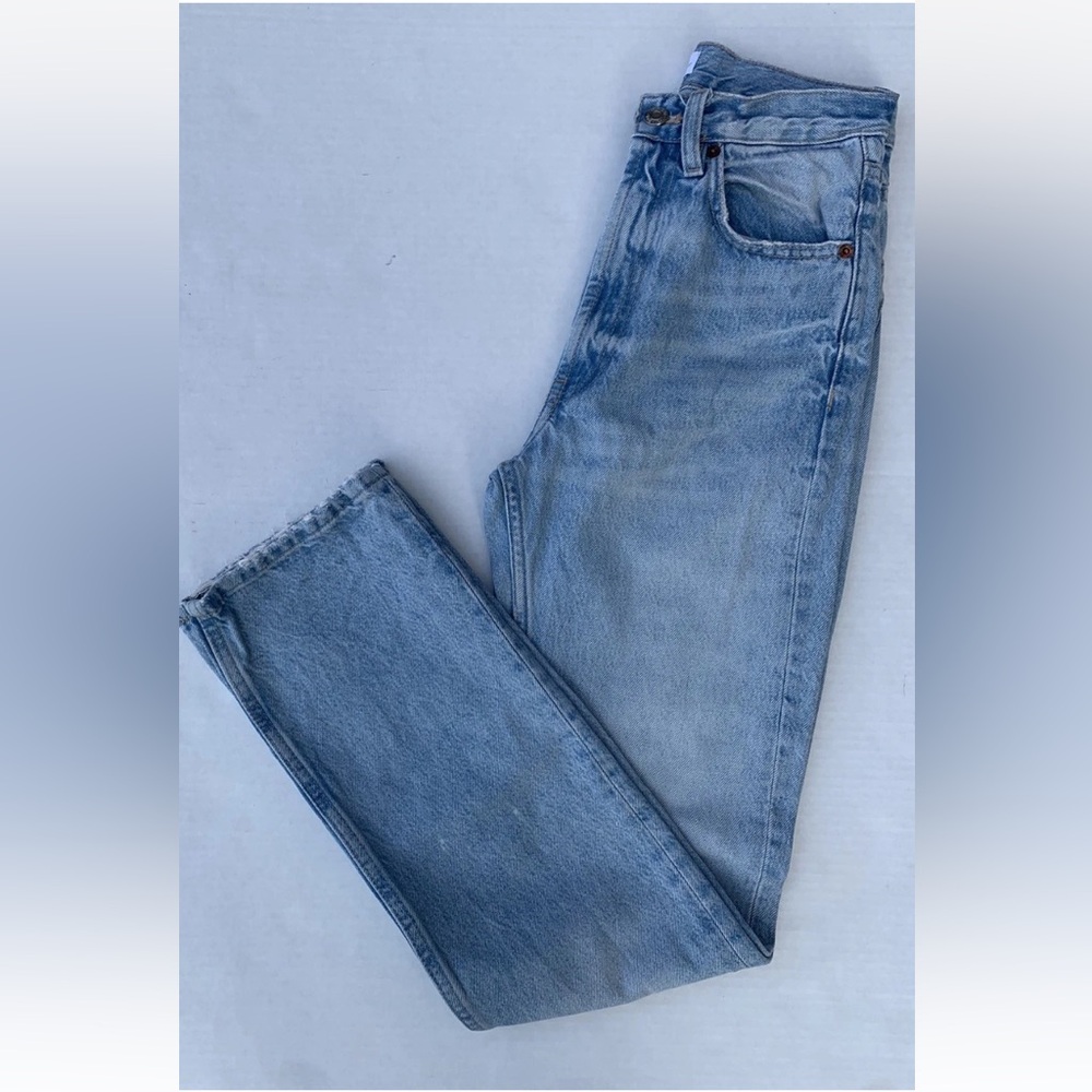 Zara Women's Sz USA 2 Light Wash Denim High Waist Straight Leg Jeans